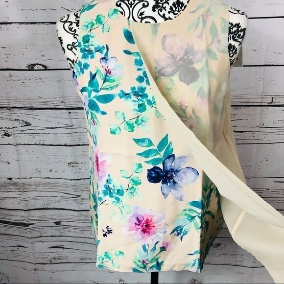 Marie Oliver 100% Silk Colby Floral Sleeveless Top Tank Chiffon Overlay XS - Picture 3 of 8